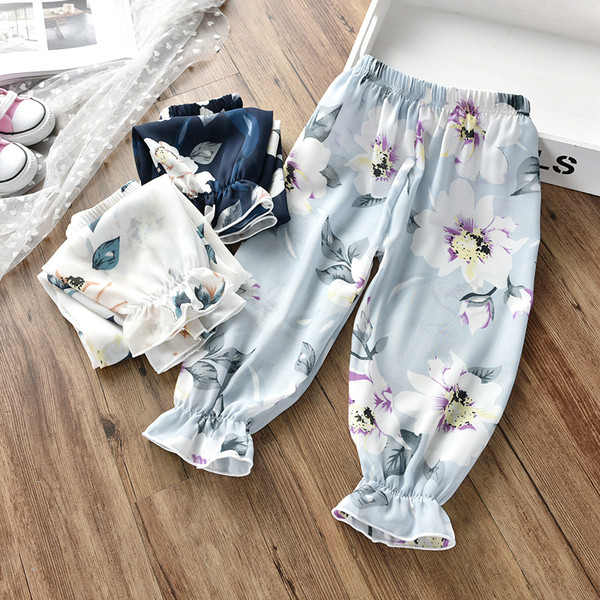 Modern, három színben virágmintás gyereknadrág lányoknak