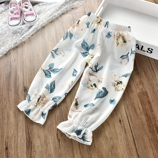 Modern, három színben virágmintás gyereknadrág lányoknak