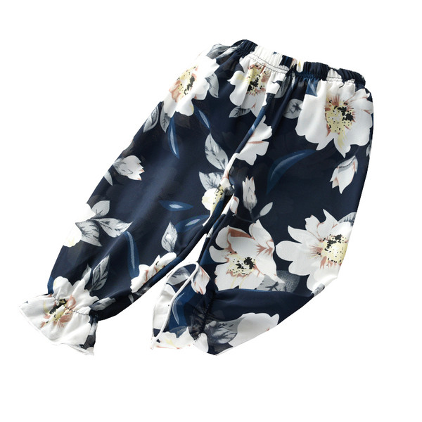 Modern, három színben virágmintás gyereknadrág lányoknak