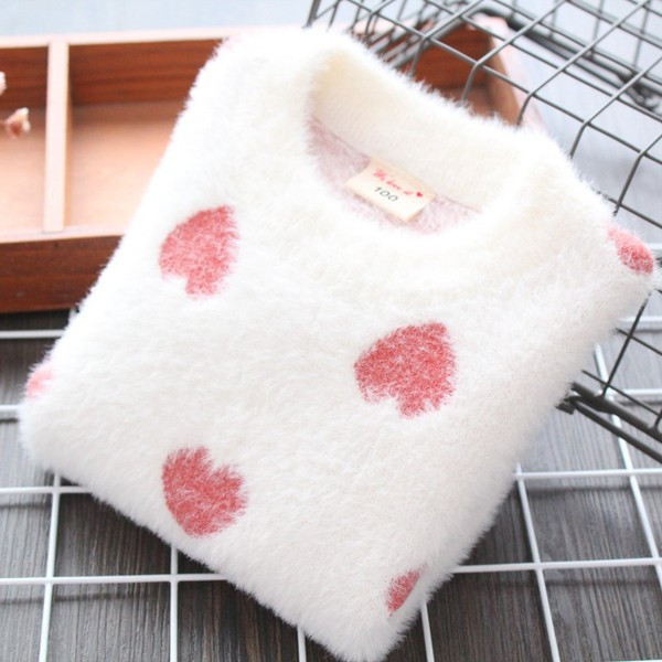 Model nou de pulover pentru copii cu inimioare in doua culori