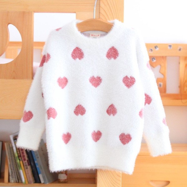 Model nou de pulover pentru copii cu inimioare in doua culori