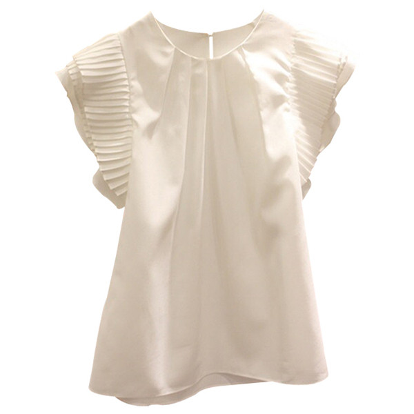 Bluză de damă cu decolteu O în culoarea albă