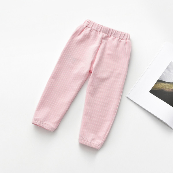 Pantaloni copii cu dungi pentru fete cu broderie si buzunare in mai multe culori