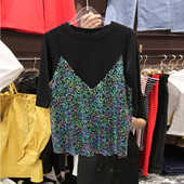 Bluza de dama cu efect stralucitor in alb si negru