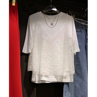 Bluza de dama cu efect stralucitor in alb si negru