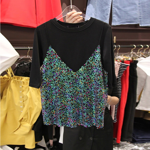 Bluza de dama cu efect stralucitor in alb si negru