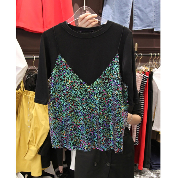 Bluza de dama cu efect stralucitor in alb si negru