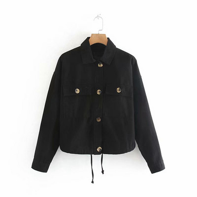 Дамско късо яке в три цвята с връзки