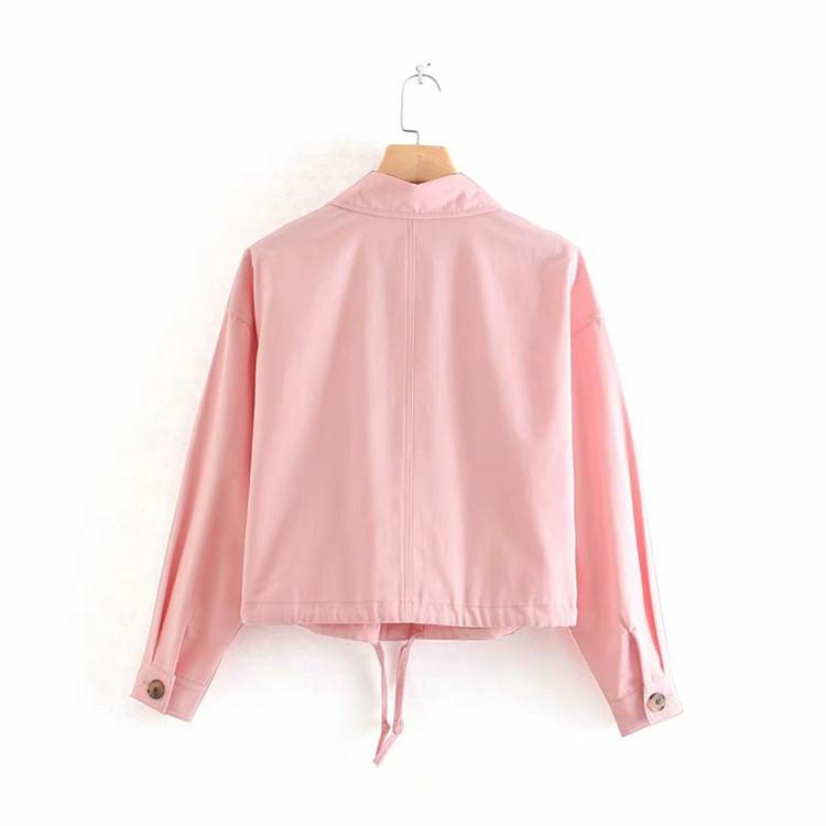 Дамско късо яке в три цвята с връзки