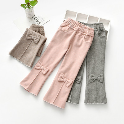 Модерен детски панталон за момичета с панделка в няколко цвята