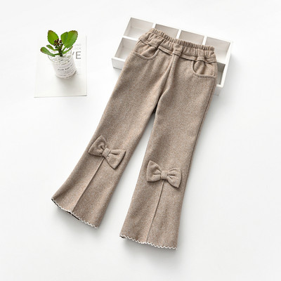 Pantaloni moderni pentru copii pentru fete cu panglica in mai multe culori