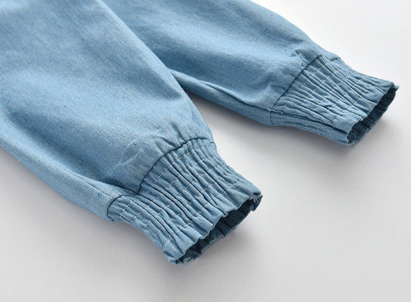 Blugi casual copii pentru fete cu talie elastica si panglica