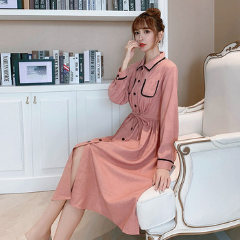 Rochie casual de dama in doua culori cu maneci lungi