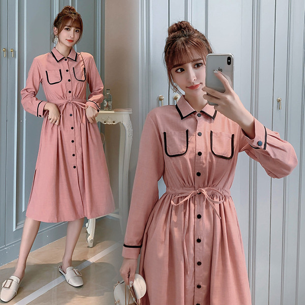 Rochie casual de dama in doua culori cu maneci lungi