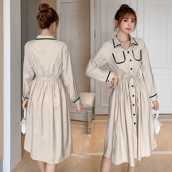 Rochie casual de dama in doua culori cu maneci lungi