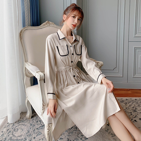 Rochie casual de dama in doua culori cu maneci lungi