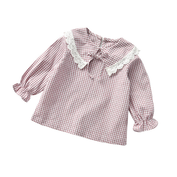 Cămașă pentru copii în carouri pentru fete cu dantelă în mai multe culori