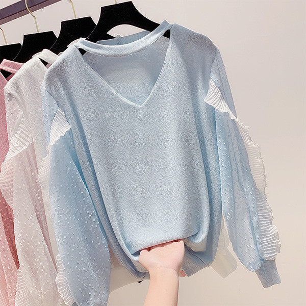 Pulover elegant de dama cu maneci lungi in mai multe culori