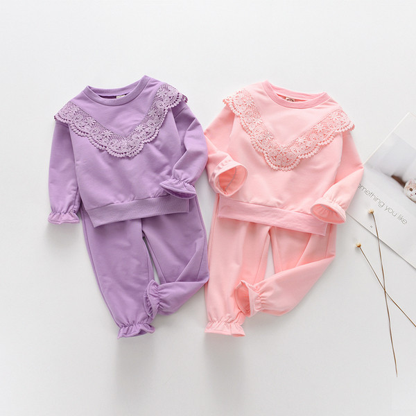 Set zilnic pentru copii din două părți pentru fete în roz și violet