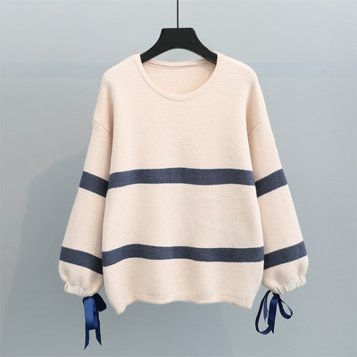 Női téli csíkos pulóver három színben