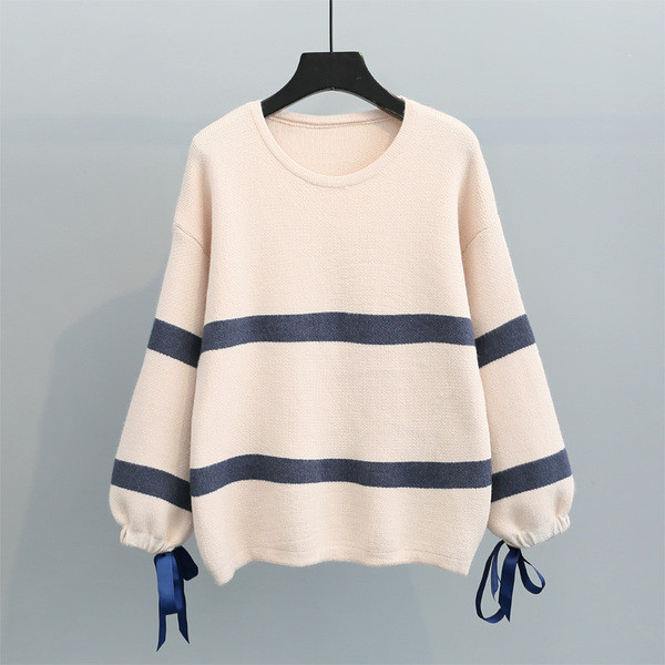 Női téli csíkos pulóver három színben