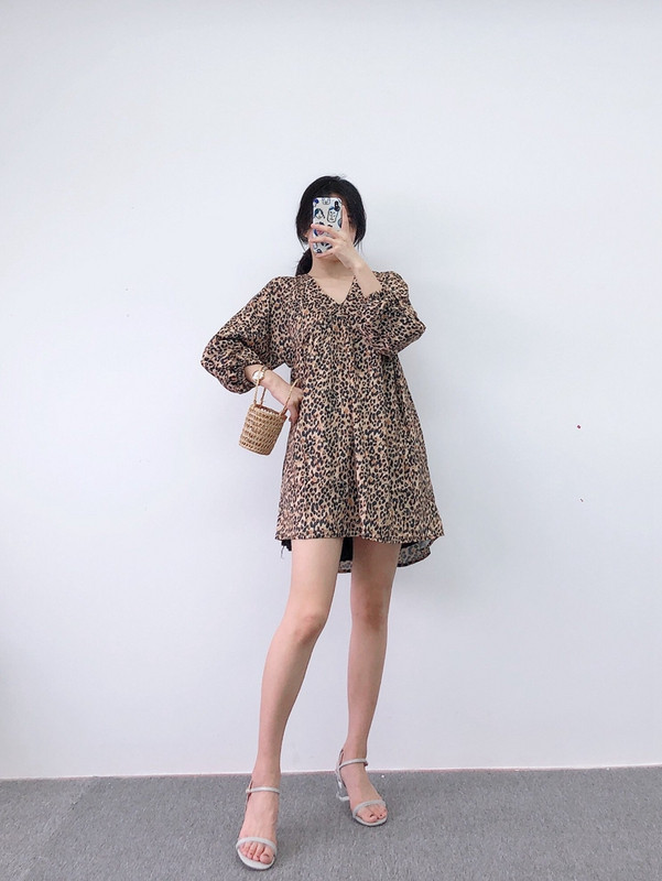 Rochie scurtă casual cu model animal