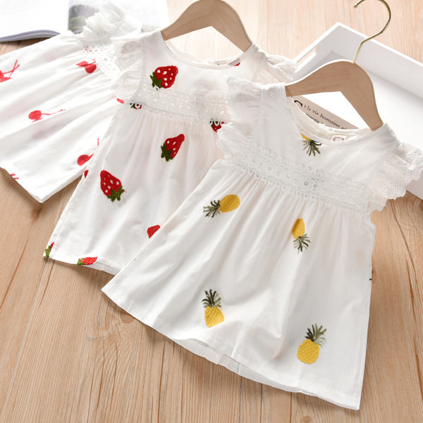 Rochie casual pentru copii pentru fete in alb cu dantela si broderie