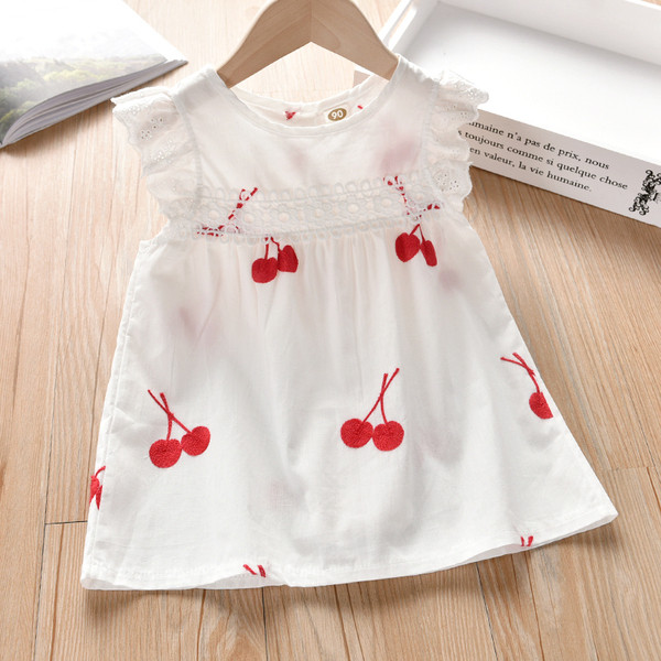 Rochie casual pentru copii pentru fete in alb cu dantela si broderie