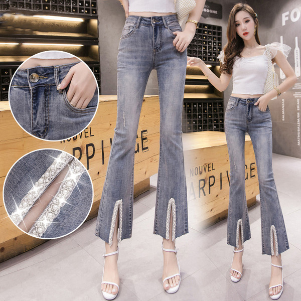 Blugi de dama moderni tip Charleston cu talie inalta