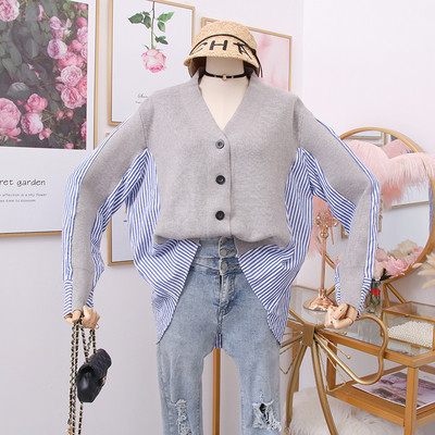 Vesta de dama model nou in gri, albastru si negru