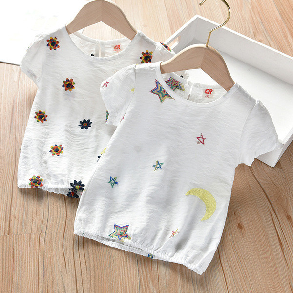 Alkalmi gyerek póló lányoknak, rövid ujjú fehér színben