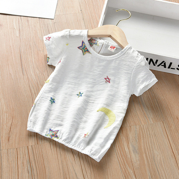 Alkalmi gyerek póló lányoknak, rövid ujjú fehér színben