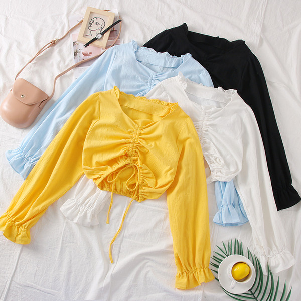 Modern női blúz V-nyakú - négy színben