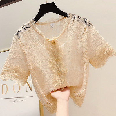 Cămașă de damă din dantelă cu mâneci scurte