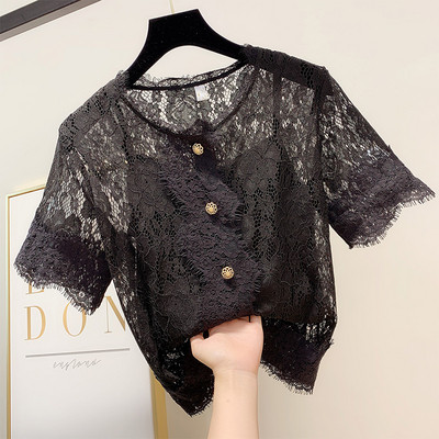 Cămașă de damă din dantelă cu mâneci scurte