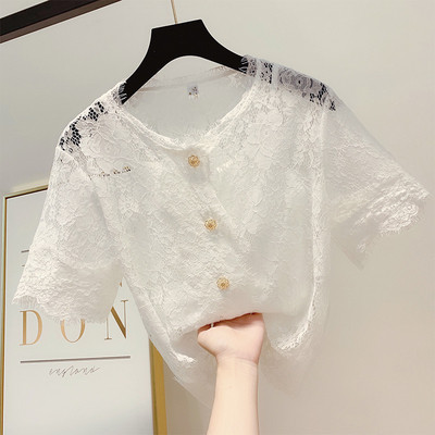 Cămașă de damă din dantelă cu mâneci scurte