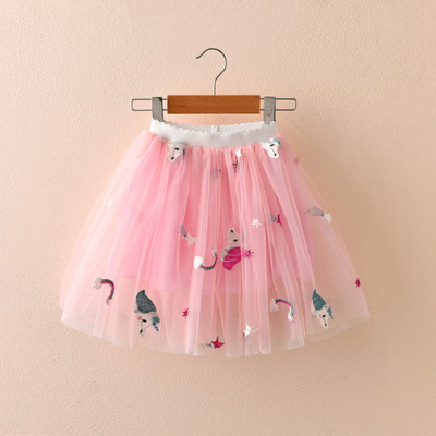 Új modell modern gyerekszoknya tüllel és több színben hímzéssel