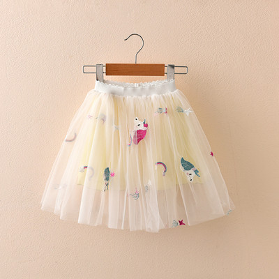 Új modell modern gyerekszoknya tüllel és több színben hímzéssel