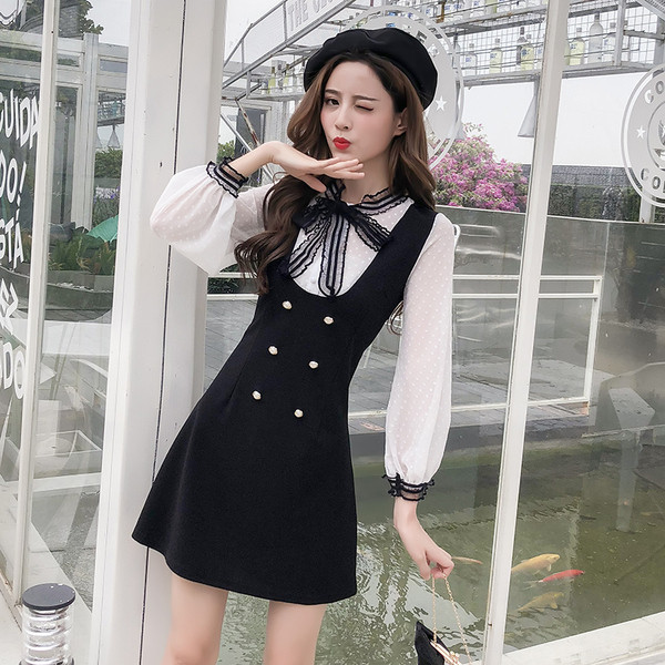 Rochie casual de dama cu maneci lungi de culoare neagra