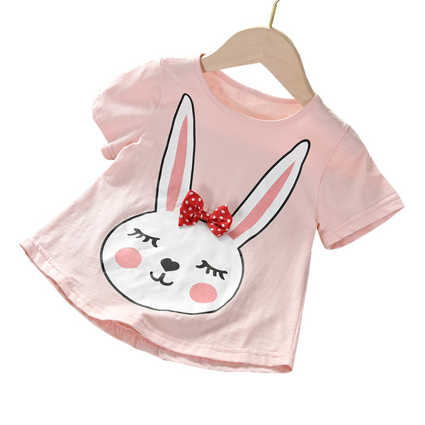 Ежедневна детска тениска за момичета с апликация и панделка в няколко цвята