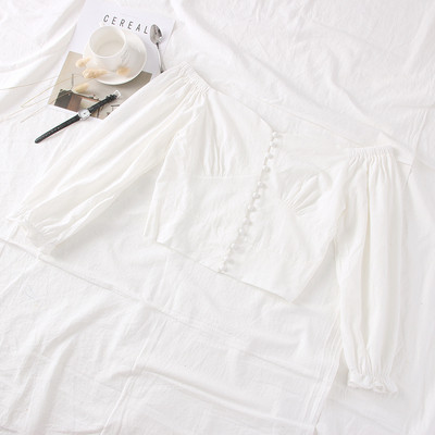 Modern női blúz csupasz vállval, fehér, fekete és sárga színben