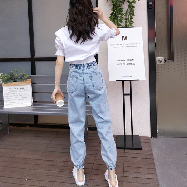 Blugi casual de dama cu talie elastica