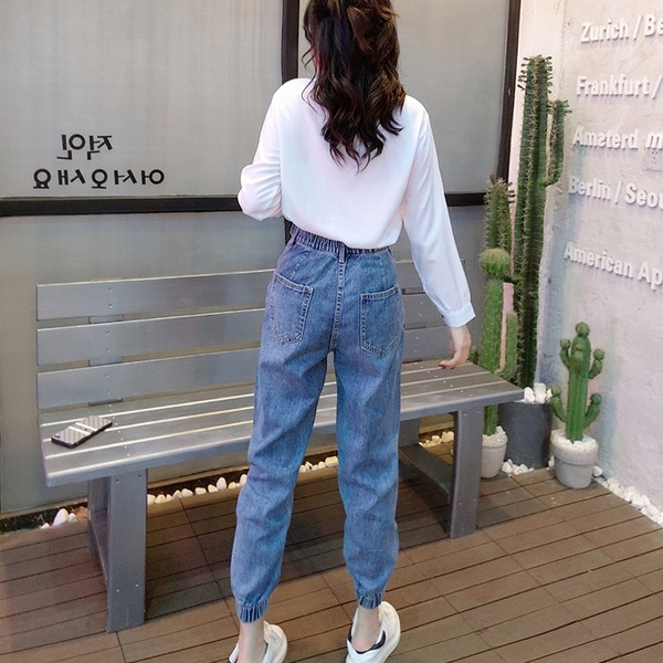 Blugi casual de dama cu talie elastica