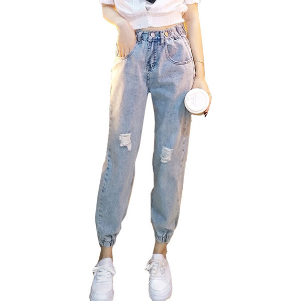 Blugi casual de dama cu talie elastica