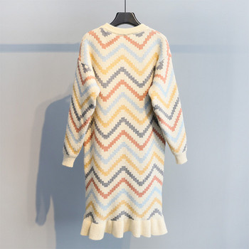 Női téli ruha O-nyakkal