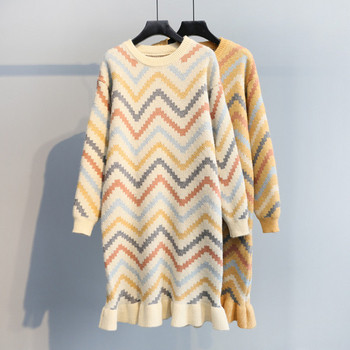 Női téli ruha O-nyakkal