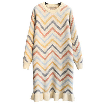 Női téli ruha O-nyakkal