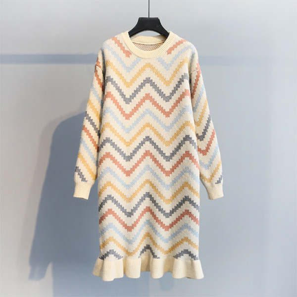 Női téli ruha O-nyakkal