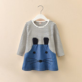 Rochie casual pentru copii pentru fete cu maneci lungi si elemente 3D