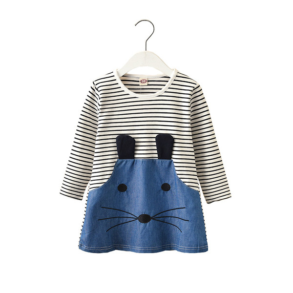 Rochie casual pentru copii pentru fete cu maneci lungi si elemente 3D